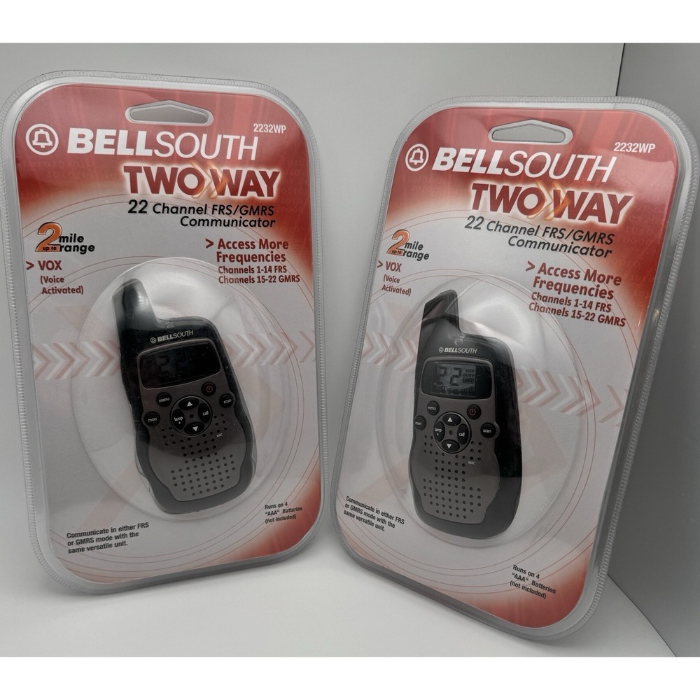 Bell South 2232WP Two Way 22 Channel FRS/GMRS Walkie Talkie 2 Mile Range NEW